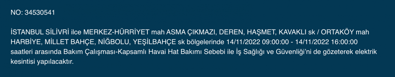 İstanbul’da 31 ilçeye ‘kesinti’ uyarısı yapıldı (14 KASIM PAZARTESİ 2022) 28