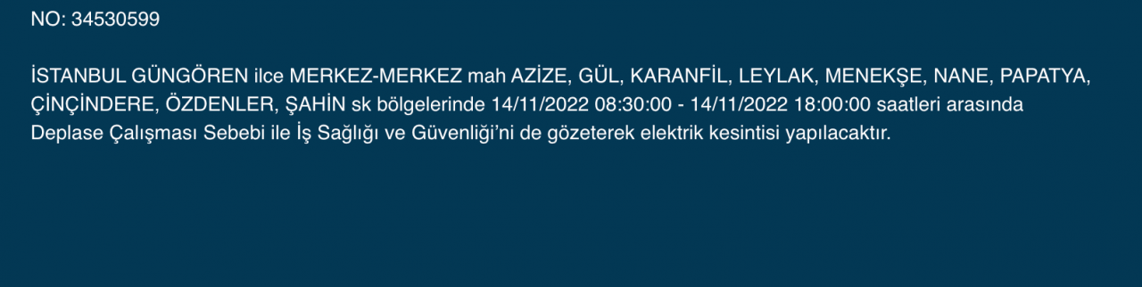 İstanbul’da 31 ilçeye ‘kesinti’ uyarısı yapıldı (14 KASIM PAZARTESİ 2022) 23
