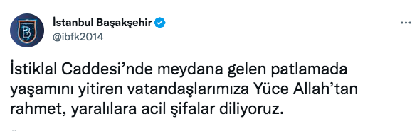Spor kulüplerinden Taksim'deki patlamaya ilişkin kınama mesajları 8