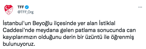Spor kulüplerinden Taksim'deki patlamaya ilişkin kınama mesajları 10