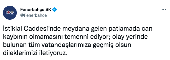Spor kulüplerinden Taksim'deki patlamaya ilişkin kınama mesajları 2
