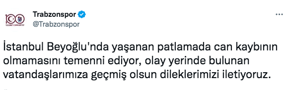 Spor kulüplerinden Taksim'deki patlamaya ilişkin kınama mesajları 4