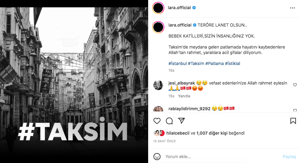 Taksim'deki hain terör saldırısına ünlü isimlerden tepki yağdı 12