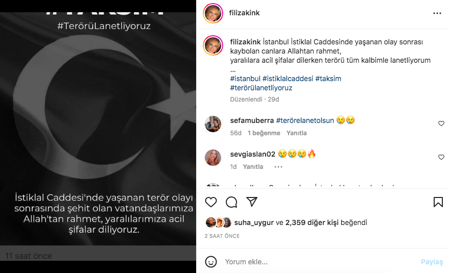 Taksim'deki hain terör saldırısına ünlü isimlerden tepki yağdı 15