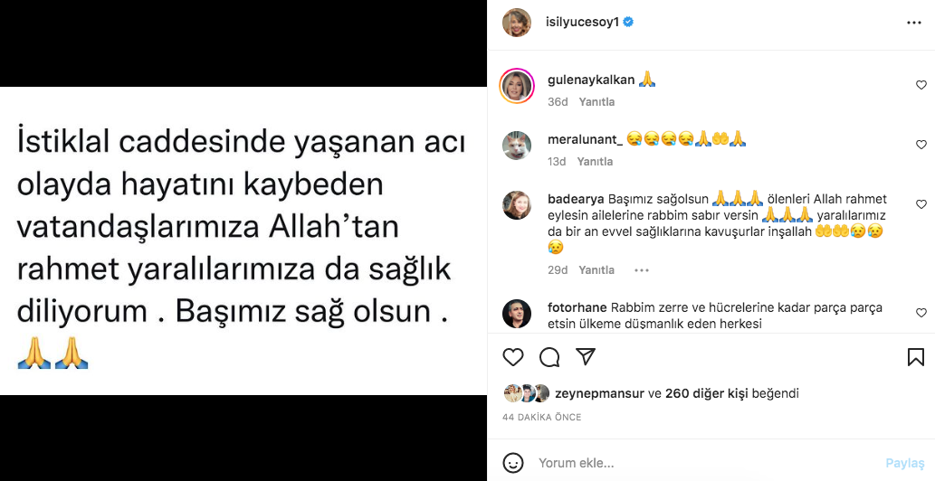 Taksim'deki hain terör saldırısına ünlü isimlerden tepki yağdı 19