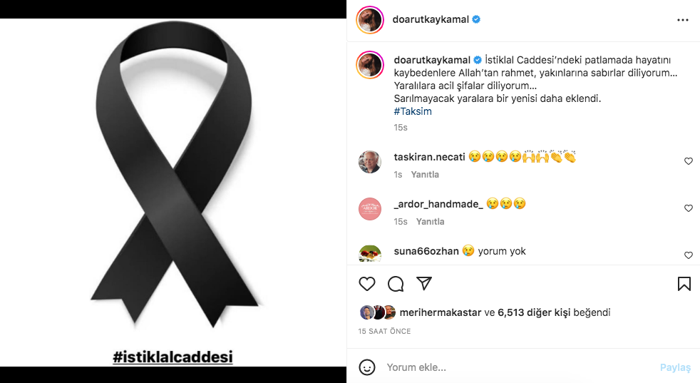 Taksim'deki hain terör saldırısına ünlü isimlerden tepki yağdı 9