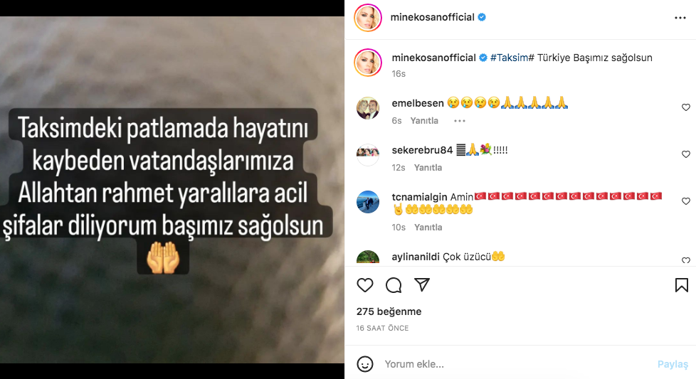 Taksim'deki hain terör saldırısına ünlü isimlerden tepki yağdı 20