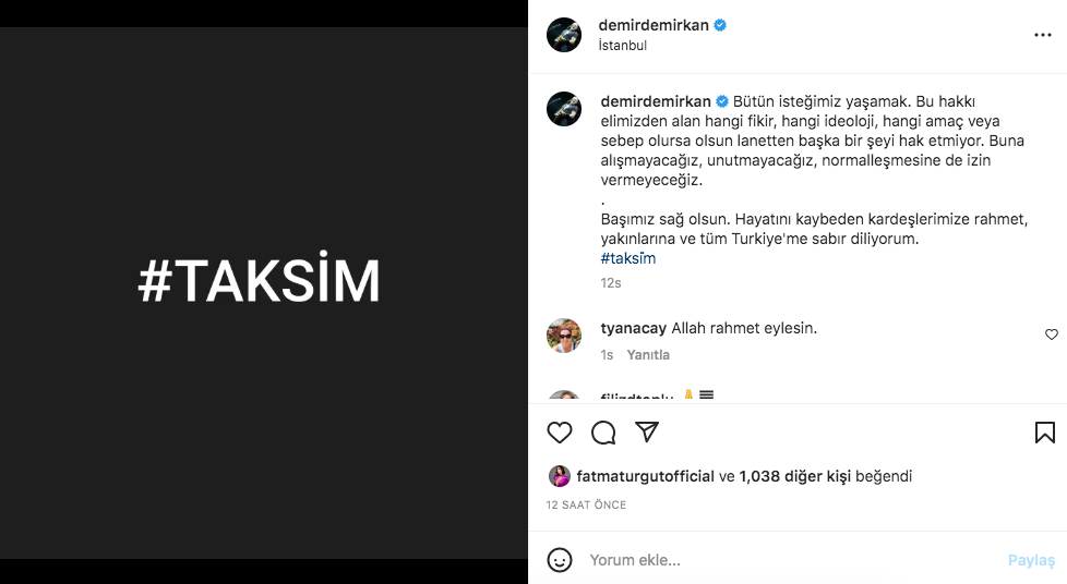 Taksim'deki hain terör saldırısına ünlü isimlerden tepki yağdı 7