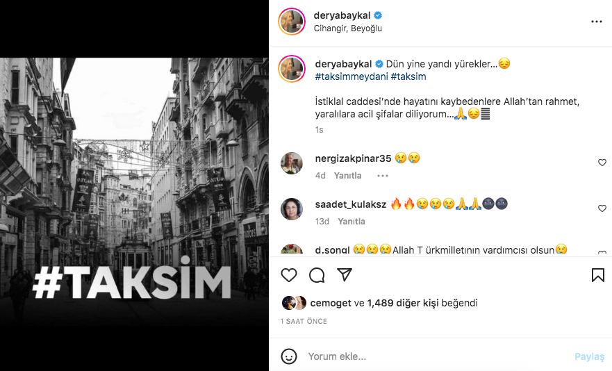 Taksim'deki hain terör saldırısına ünlü isimlerden tepki yağdı 6