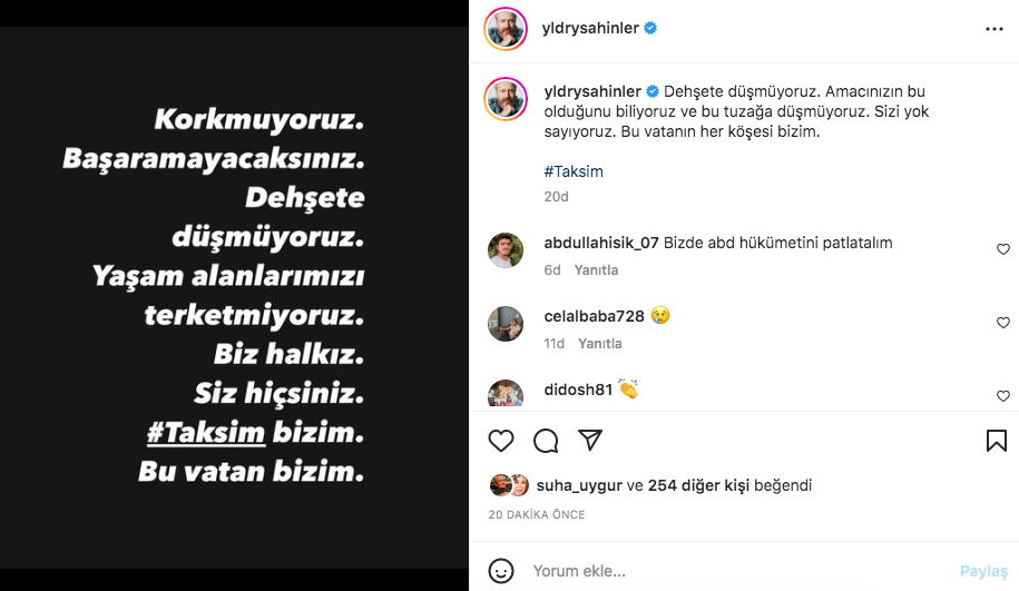 Taksim'deki hain terör saldırısına ünlü isimlerden tepki yağdı 5