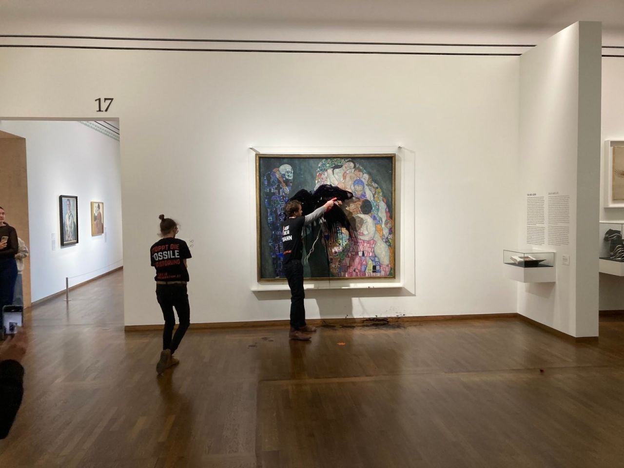 Avusturya'da iklim aktivistleri, ressam Klimt'in tablosuna siyah boya fırlattı 8
