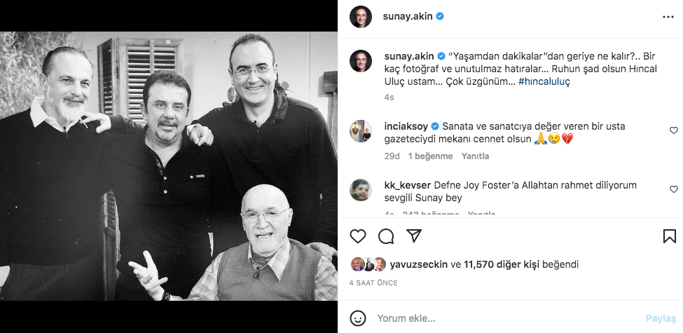 Ünlü isimlerden Hıncal Uluç paylaşımları... Vefatının ardından üzüntülerini sosyal medyadan dile getirdiler 4