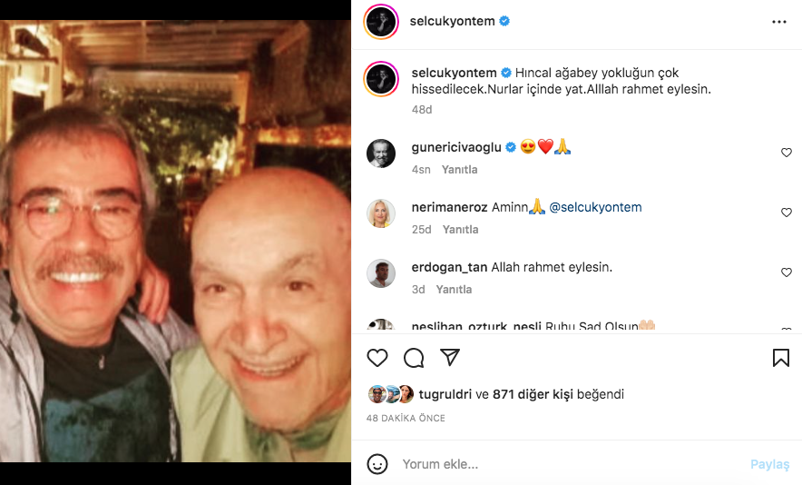 Ünlü isimlerden Hıncal Uluç paylaşımları... Vefatının ardından üzüntülerini sosyal medyadan dile getirdiler 3