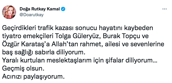 Tolga Güleryüz, Burak Topçu ve Özgür Karataş'ın hayatını kaybettiği Amasya'daki korkunç kazanın ardından ünlü isimlerden taziye mesajları 16
