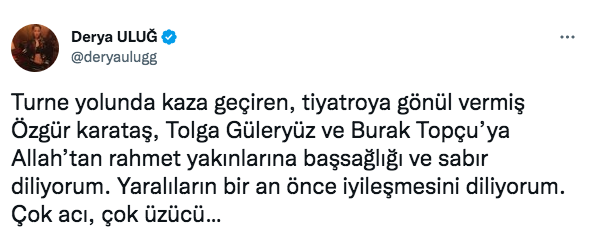 Tolga Güleryüz, Burak Topçu ve Özgür Karataş'ın hayatını kaybettiği Amasya'daki korkunç kazanın ardından ünlü isimlerden taziye mesajları 7