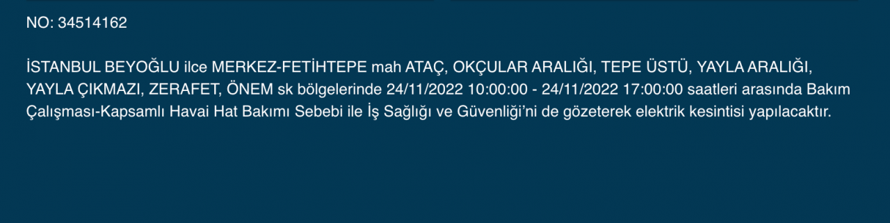 İstanbul’un 33 ilçesine kesinti uyarısı (24 KASIM PERŞEMBE) 14