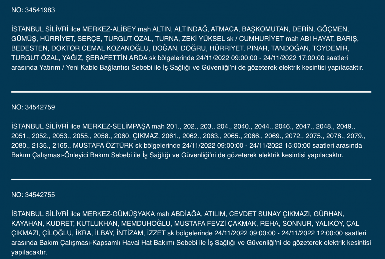 İstanbul’un 33 ilçesine kesinti uyarısı (24 KASIM PERŞEMBE) 29