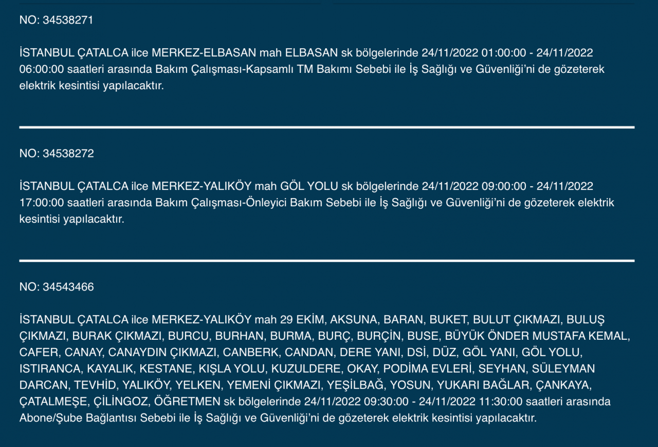 İstanbul’un 33 ilçesine kesinti uyarısı (24 KASIM PERŞEMBE) 16