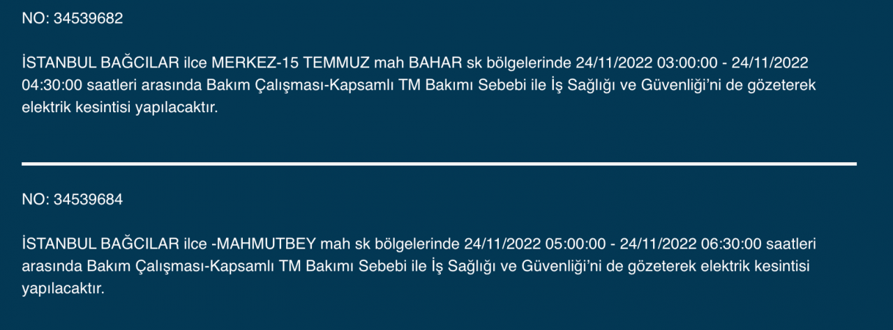İstanbul’un 33 ilçesine kesinti uyarısı (24 KASIM PERŞEMBE) 6