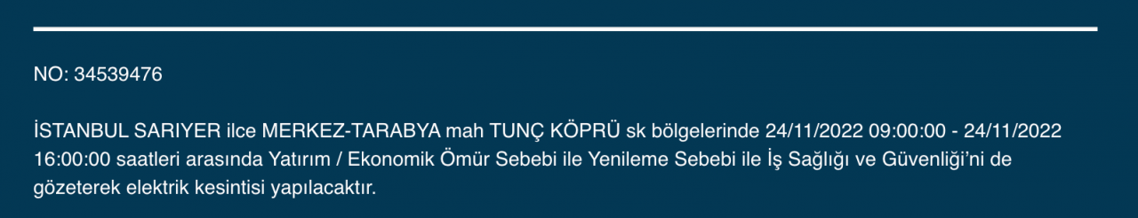 İstanbul’un 33 ilçesine kesinti uyarısı (24 KASIM PERŞEMBE) 27