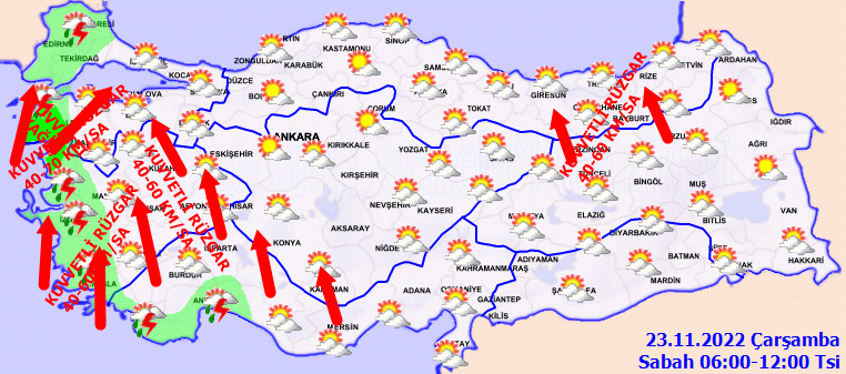 Meteorolojiden 5 ile turuncu 2 ile sarı kodlu uyarı: Kuvvetli yağış ve rüzgar bekleniyor 2