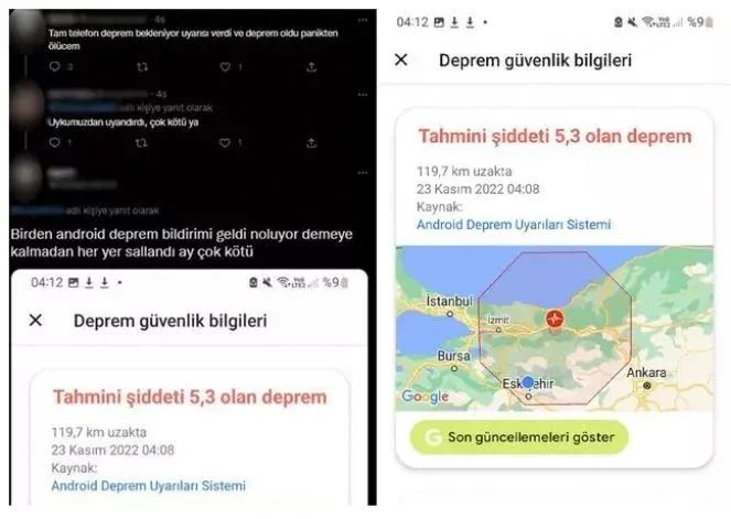 Düzce depremi sonrası sosyal medya bunu konuşuyor! Android kullanıcılarına uyarı gitti! İşte Android deprem uyarı sistemi... 6