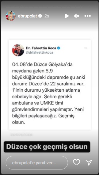 Ünlülerden Düzce deprem paylaşımları 22