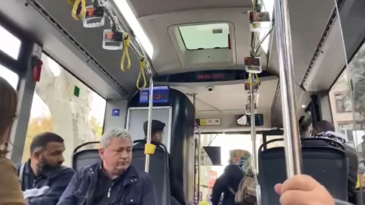 Otobüste sarsılan yolcular ile şoför arasında tartışma çıktı 1