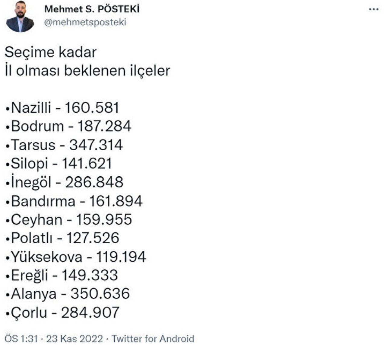Türkiye'nin il sayısı 93'e çıkacak! İşte il olacak ilçelerin listesi 15