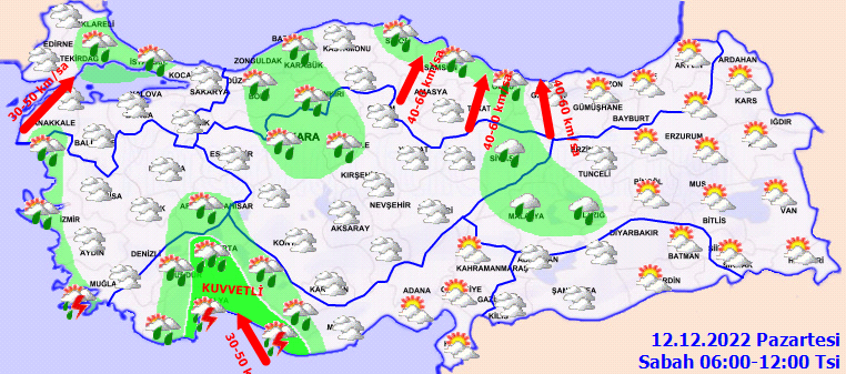 Meteorolojiden sağanak ve fırtına uyarısı! İşte, 12 Aralık Pazartesi hava durumu tahmini 2