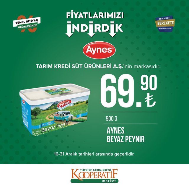 16 - 31 Aralık 2022 Tarım Kredi Marketleri indirim ürün kataloğu! Gıda ürünlerinde dikkat çeken indirim 10