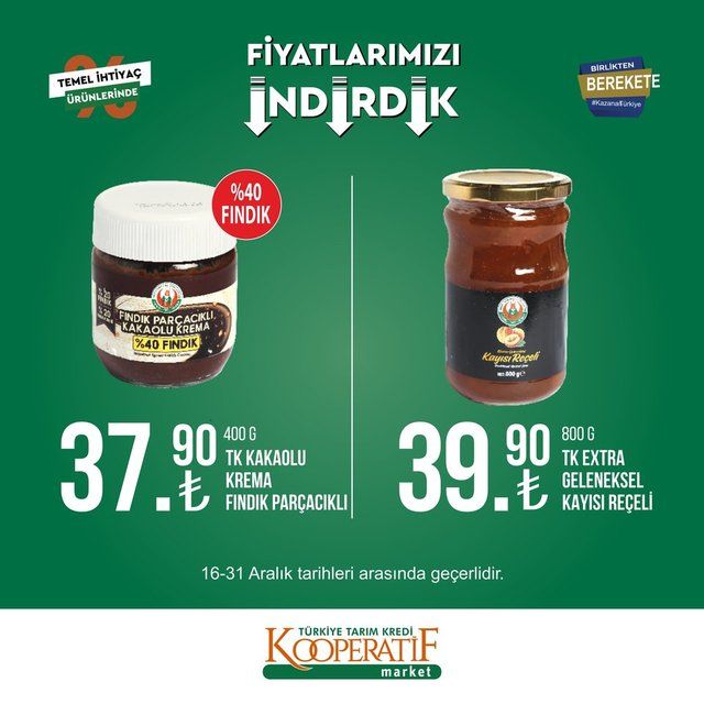 16 - 31 Aralık 2022 Tarım Kredi Marketleri indirim ürün kataloğu! Gıda ürünlerinde dikkat çeken indirim 12