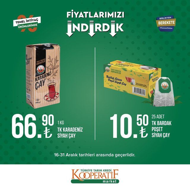 16 - 31 Aralık 2022 Tarım Kredi Marketleri indirim ürün kataloğu! Gıda ürünlerinde dikkat çeken indirim 15