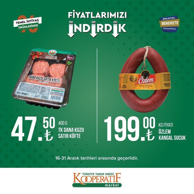 16 - 31 Aralık 2022 Tarım Kredi Marketleri indirim ürün kataloğu! Gıda ürünlerinde dikkat çeken indirim 18