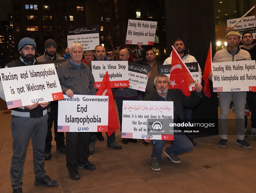 İsveç'te Rasmus Paludan'ın Kur'an-ı Kerim'i yakması New York'ta protesto edildi 10