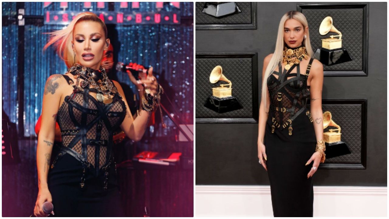 Tarzı olay oldu! İrem Derici, Dua Lipa'nın elbisesinin benzerini giydi 5