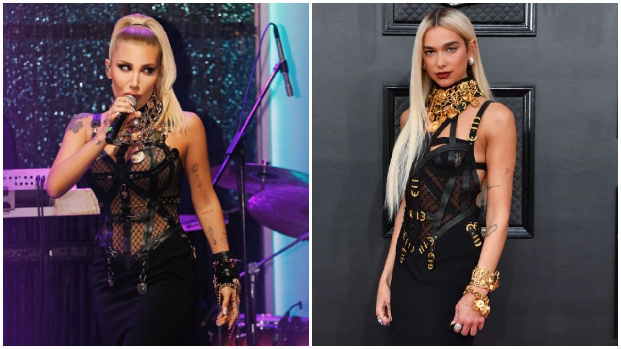 Tarzı olay oldu! İrem Derici, Dua Lipa'nın elbisesinin benzerini giydi 3