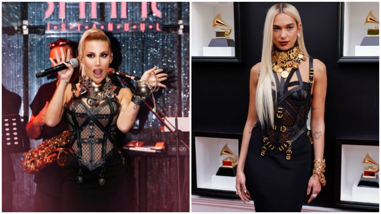Tarzı olay oldu! İrem Derici, Dua Lipa'nın elbisesinin benzerini giydi 2