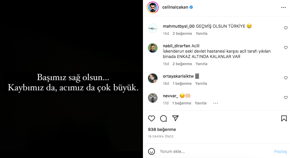 Kahramanmaraş depreminin ardından ünlülerden 'geçmiş olsun' mesajları 3