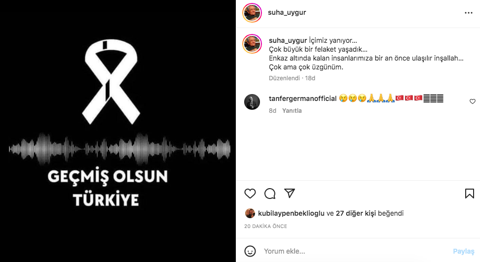 Kahramanmaraş depreminin ardından ünlülerden 'geçmiş olsun' mesajları 2