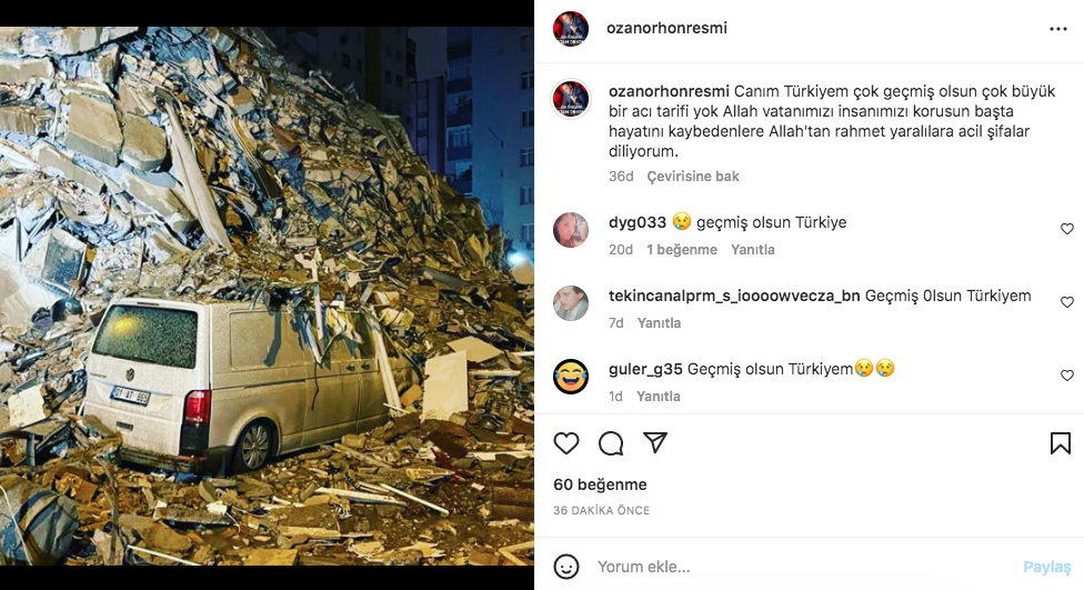 Kahramanmaraş depreminin ardından ünlülerden 'geçmiş olsun' mesajları 6