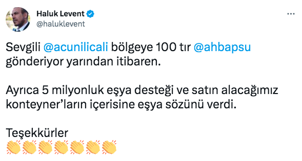 Haluk Levent deprem bölgeleri için AHBAP'a yardım gönderen ünlü isimleri açıkladı 4