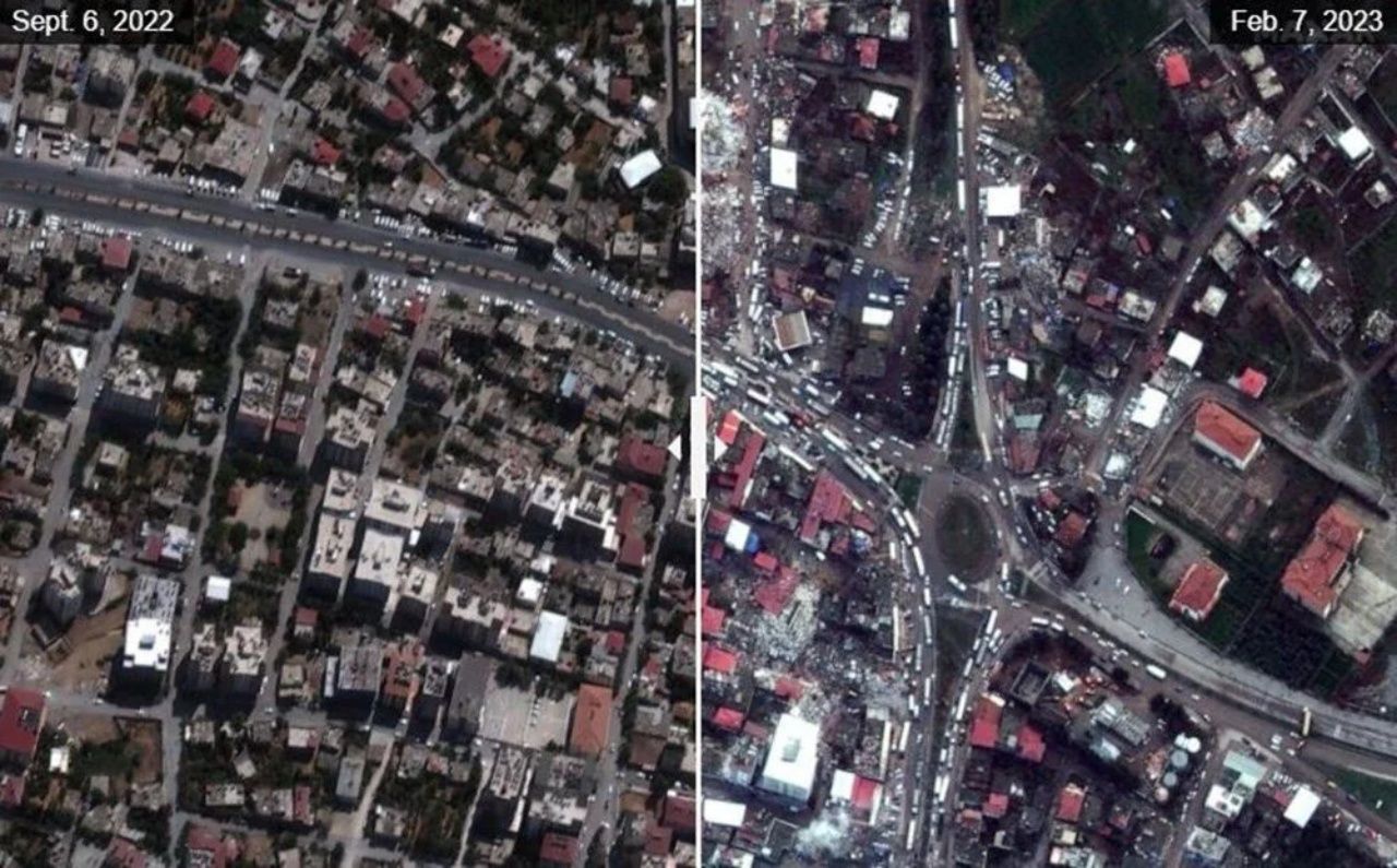 Yıkımın öncesi ve sonrası! Kahramanmaraş depremi uzaydan görüntülendi 16