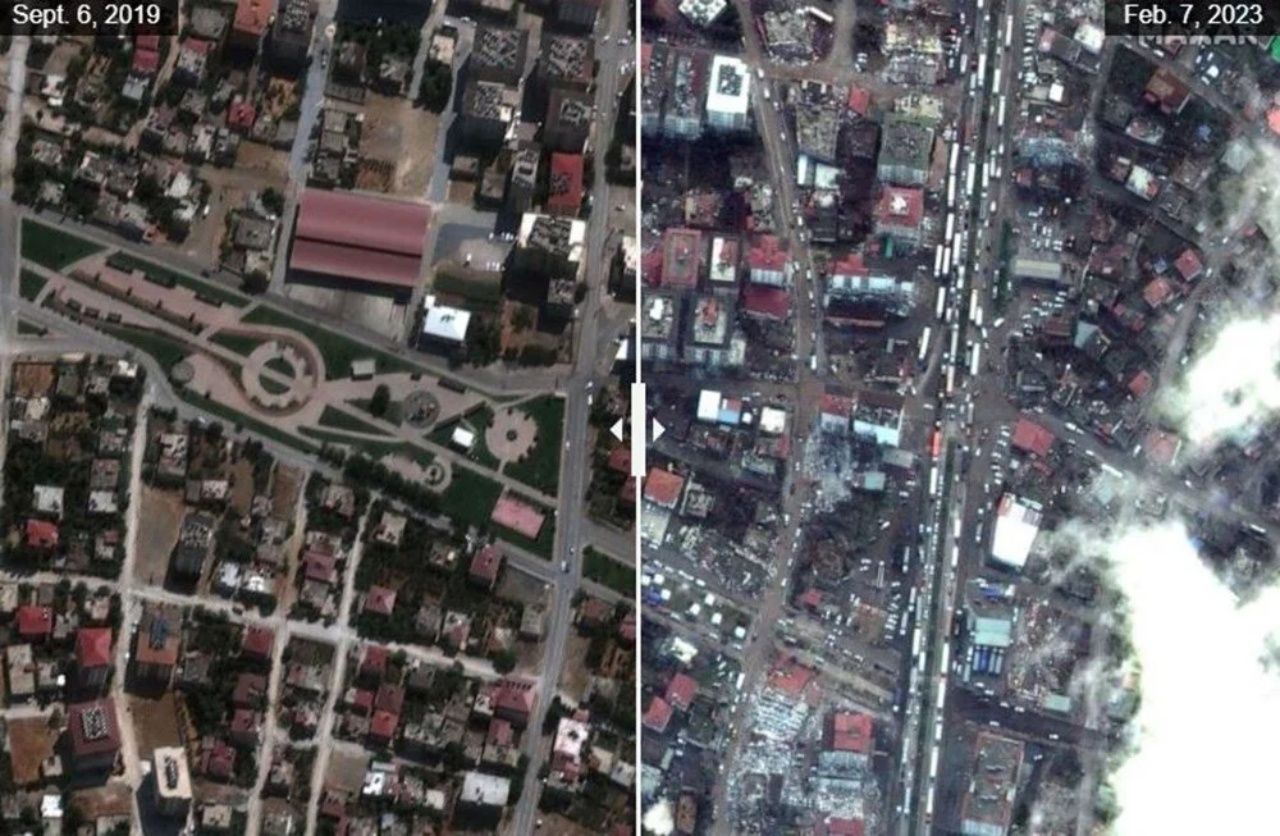 Yıkımın öncesi ve sonrası! Kahramanmaraş depremi uzaydan görüntülendi 17