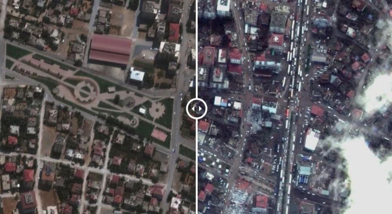 Yıkımın öncesi ve sonrası! Kahramanmaraş depremi uzaydan görüntülendi 23