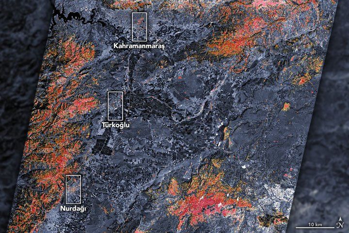 NASA Kahramanmaraş depremini gösteren uydu haritasını paylaştı 1