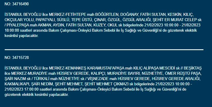 İstanbullular dikkat, yarın saatlerce elektrik olmayabilir! 21 Şubat elektrik kesintileri açıklandı 10