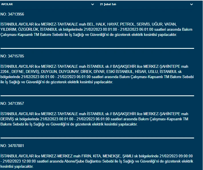 İstanbullular dikkat, yarın saatlerce elektrik olmayabilir! 21 Şubat elektrik kesintileri açıklandı 3
