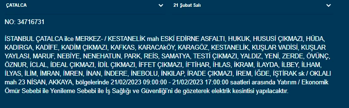 İstanbullular dikkat, yarın saatlerce elektrik olmayabilir! 21 Şubat elektrik kesintileri açıklandı 11
