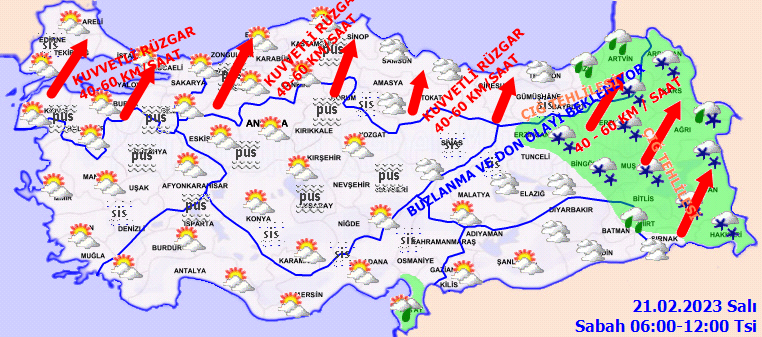 Kuvvetli rüzgar ve çığ tehlikesine dikkat! İşte 21 Şubat hava durumu tahminleri 2